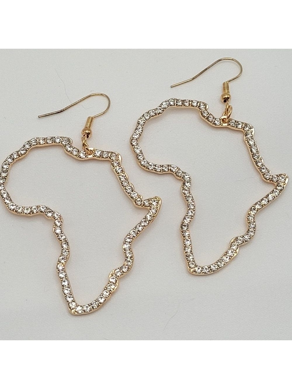 ✨2/$10✨ Africa Shaped Gold Dangle Earrings Rhinestone Statement Style